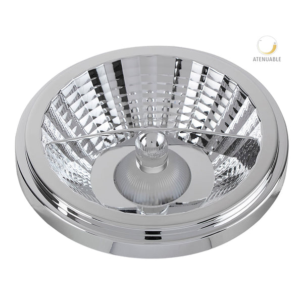 Foco LED AR111 atenuable, 10 W, 12 Volts, Luz suave cálida, Base G53