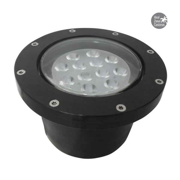 Lámpara de exterior LED para empotrar en piso, 12 W, Luz suave cálida, ideal zona costera