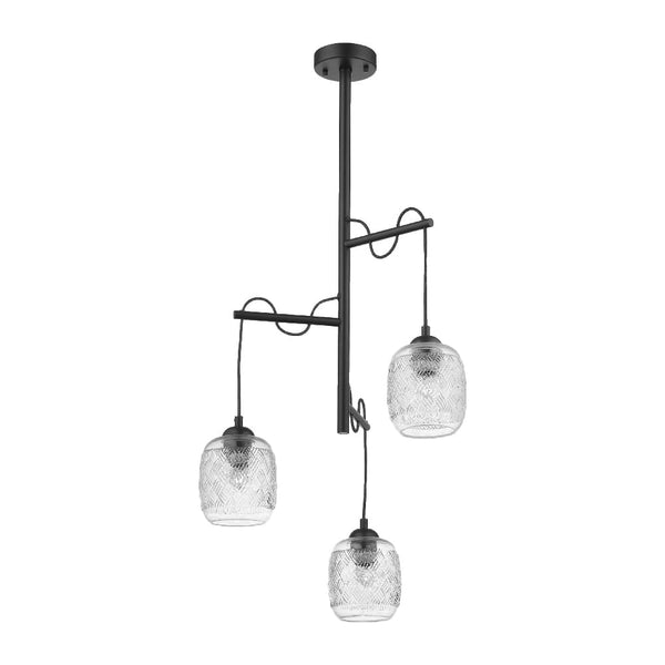 Colgante de Cristal 1.50 m de Altura, Potencia Máx. 180 W, 3 Bases E27, No incluye foco