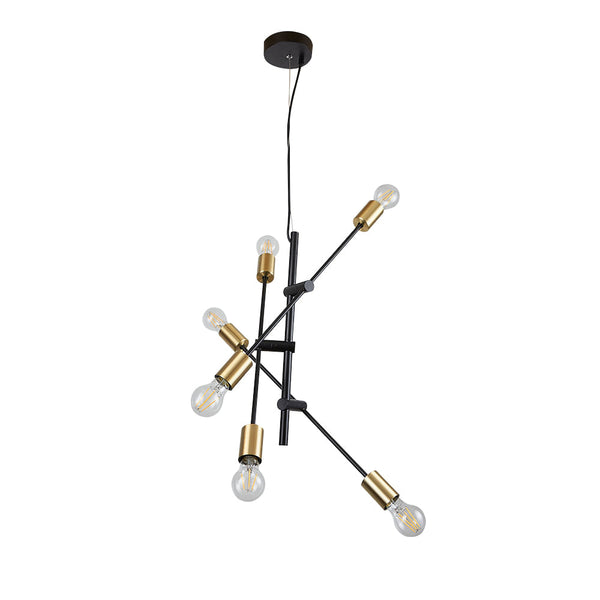 Colgante Metálico 1.50 m de Altura, Potencia Máx. 360 W, 6 Bases E27, No incluye focos