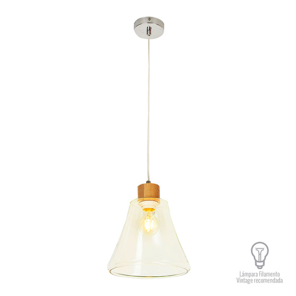 Colgante de Cristal 1.49 m de Altura, Potencia Máx. 60 W, 1 Base E27, No incluye foco