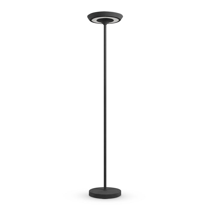 Lámpara de pie moderna Sasori NG de Mil Luces en aluminio negro mate con luz LED bidireccional y luz dimeable.