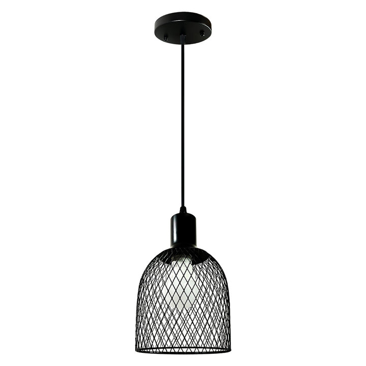 Lampara colgante Retro Vintage para cocina, jaula de red de hierro negro